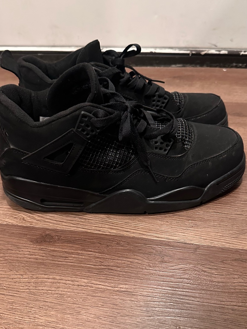 Air Jordan 4 Men's Black Athletic Casual Sneakers REPS